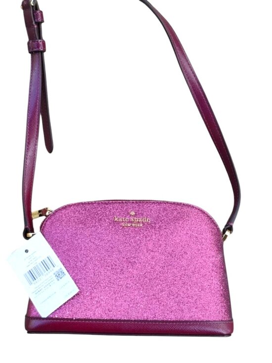 kate spade Handbags - kate spade NWT $249 Deep Berry Glittery Fabric Tinsel  Dome Crossbody Bag